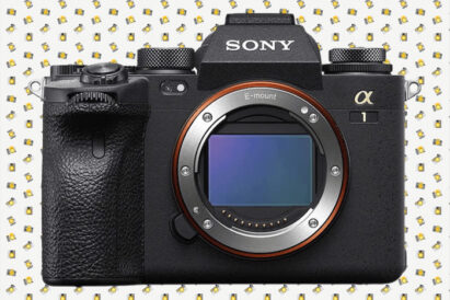 Sony a1 with camera icon background