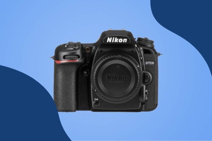 Nikon D7500 with blue pattern background