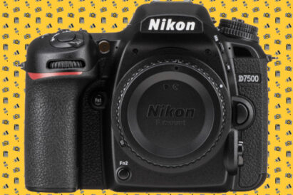 Nikon D7500 with funky yellow pattern background