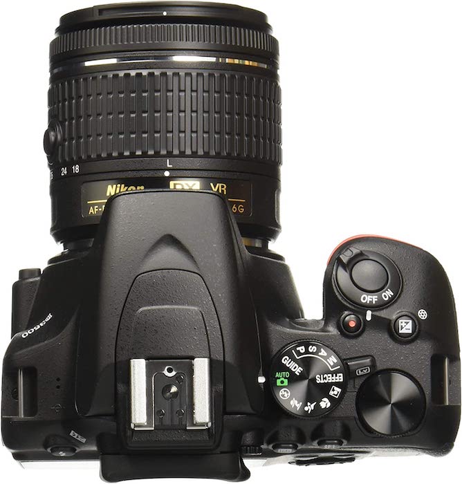 Top view of Nikon D3500 camera