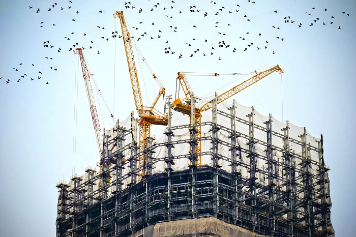 Large cranes on a construction site