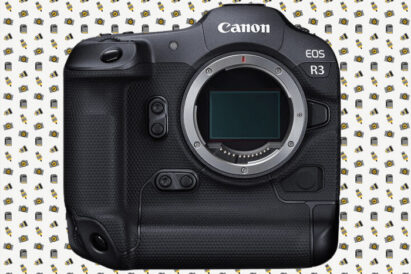 Canon r3 on funky pattern background