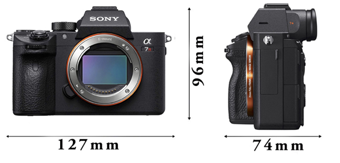 Sony A7R III front and side measurements