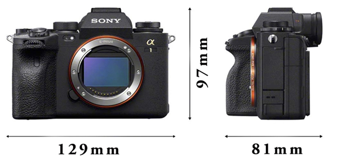 Sony Alpha 1 front and side measurements