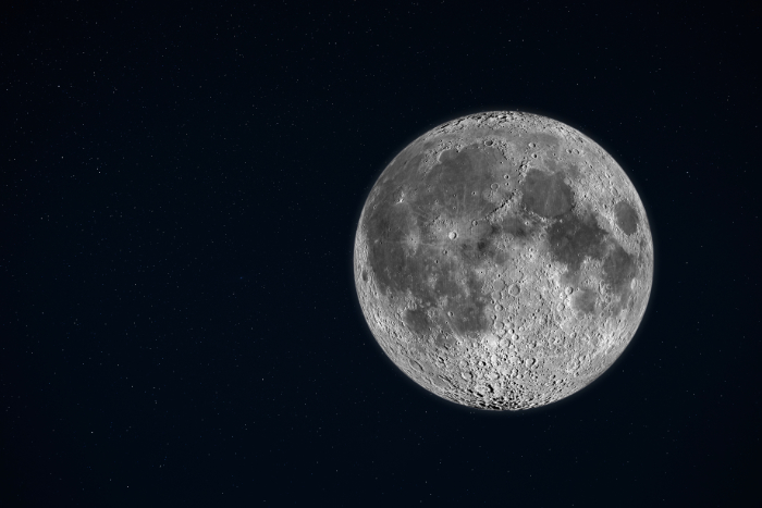 The full Moon against a black sky