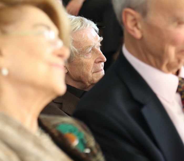 Candid man in crowd