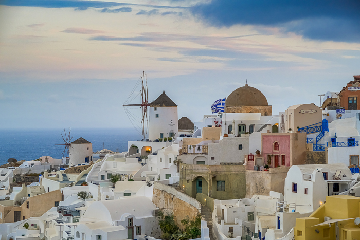 Aerial photo of a coastal Greek village