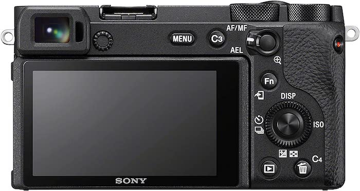 Product photo of the back of a Sony a6600 camera body