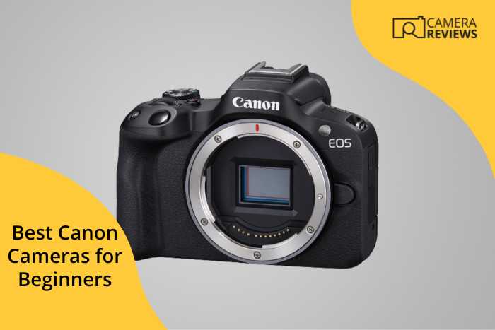 Canon R8 - our best canon cameras for beginners featured on a coloured background with title text