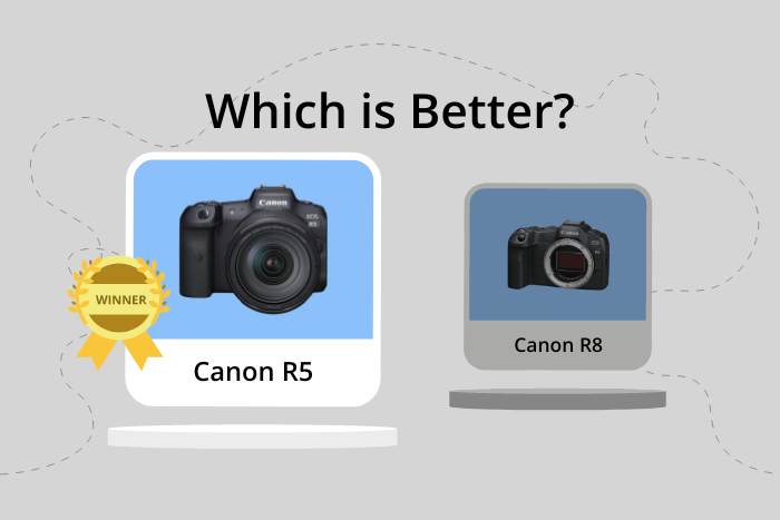 Canon R8 vs R5 Specs comparison image