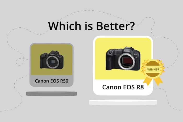 Canon EOS R50 vs R8 comparison image