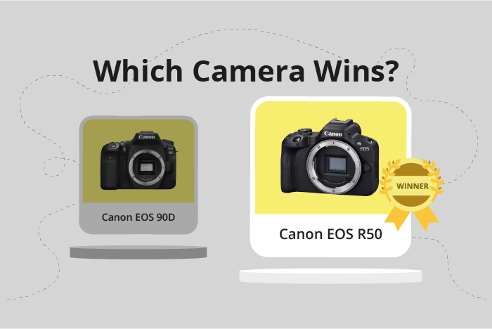 Canon EOS 90D vs EOS R50 Comparison image.