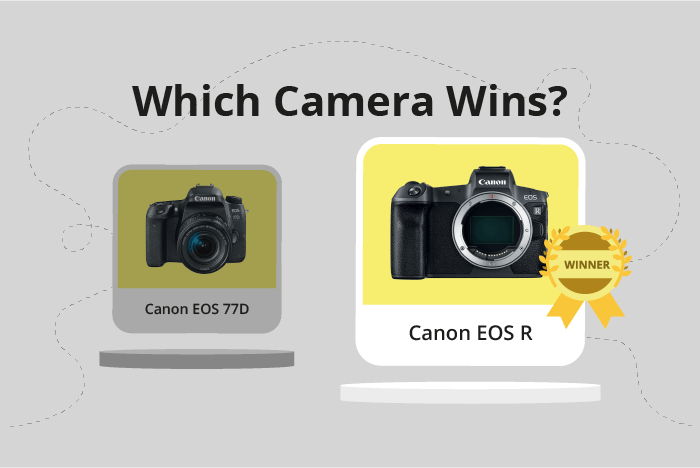 Canon EOS 77D vs EOS R Comparison image.
