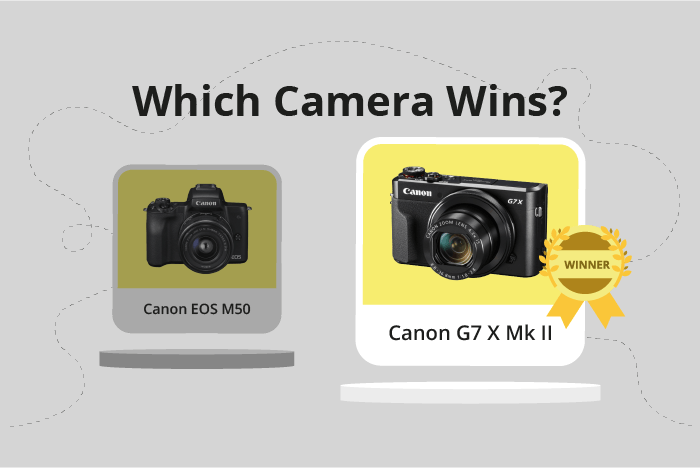 Canon EOS M50 vs PowerShot G7 X Mark II Comparison image.