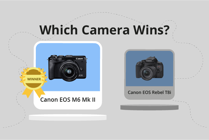 Canon EOS M6 Mark II vs EOS Rebel T8i / 850D Comparison image.