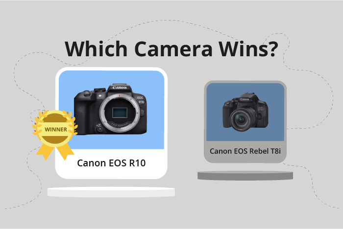 Canon EOS R10 vs EOS Rebel T8i / 850D Comparison image.