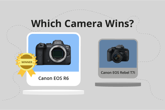 Canon EOS R6 vs EOS Rebel T7i / 800D Comparison image.