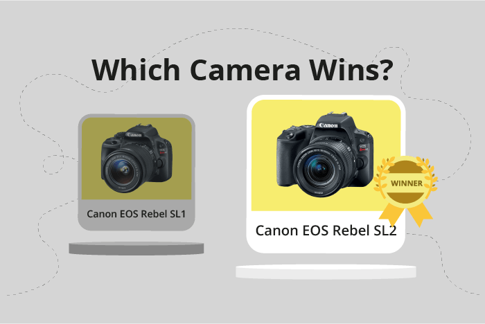 Canon EOS Rebel SL1 / 100D vs EOS Rebel SL2 / 200D Comparison image.