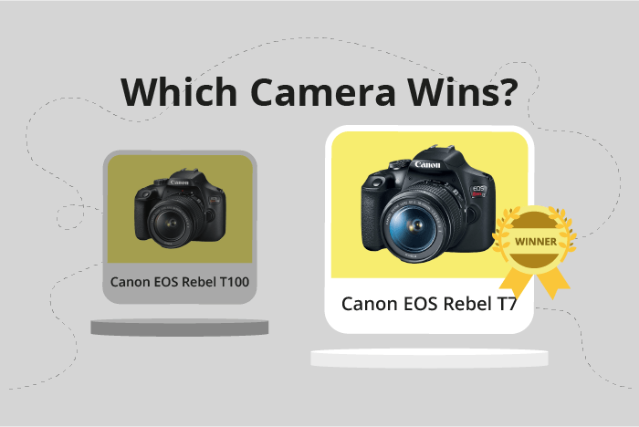 Canon EOS Rebel T100 / 4000D vs EOS Rebel T7 / 2000D Comparison image.