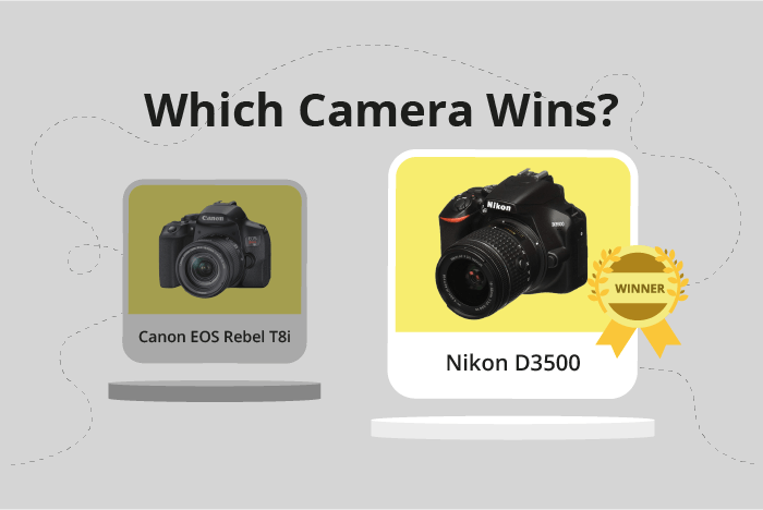 Canon EOS Rebel T8i / 850D vs Nikon D3500 Comparison image.