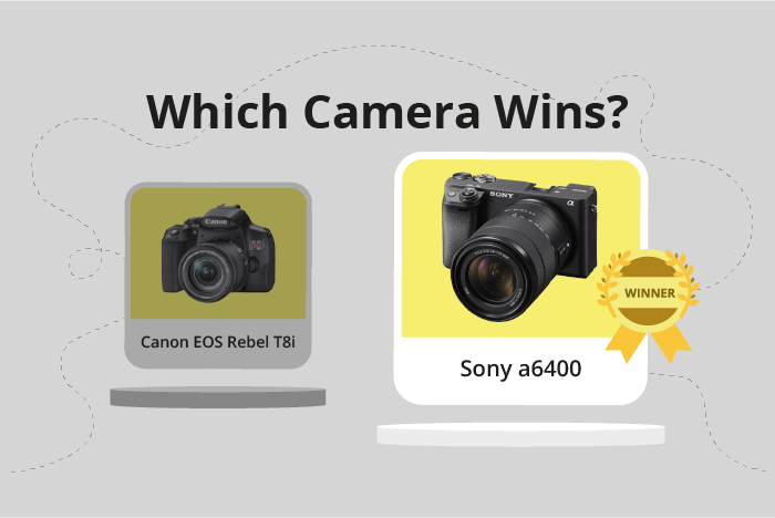 Canon EOS Rebel T8i / 850D vs Sony a6400 Comparison image.