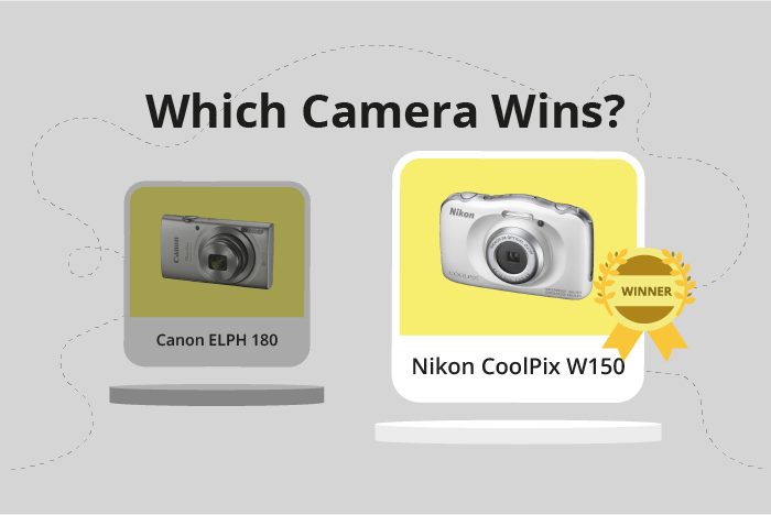 Canon PowerShot ELPH 180 vs Nikon CoolPix W150 Comparison image.