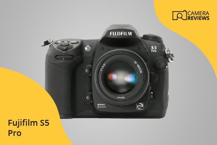 Fujifilm FinePix S5 Pro photographed on a colored background