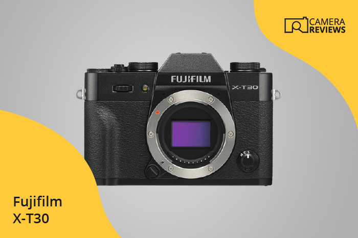 Fujifilm X-T30 photographed on a colored background