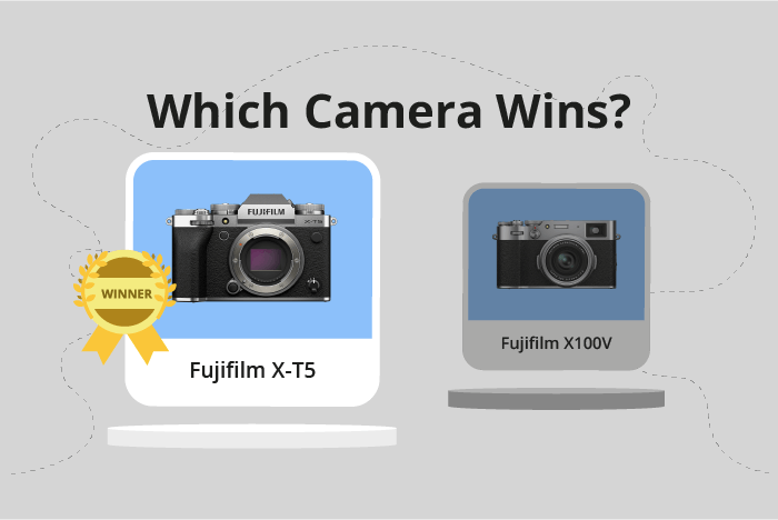 Fujifilm X-T5 vs X100V Comparison image.