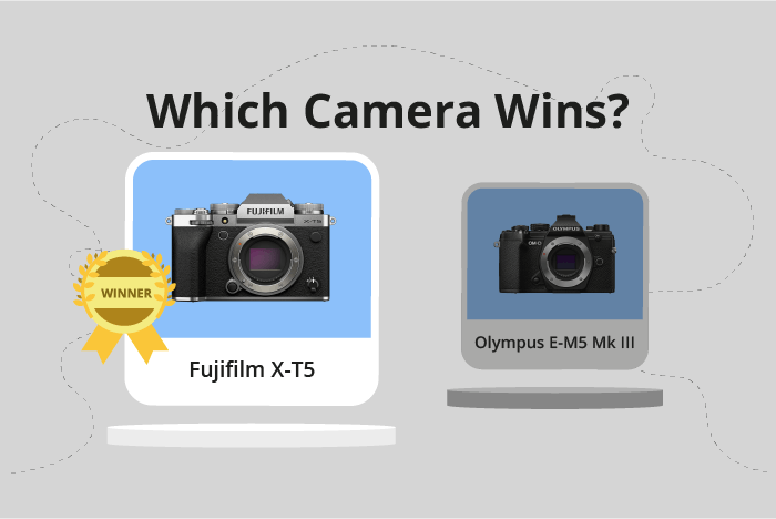 Fujifilm X-T5 vs Olympus OM-D E-M5 Mark III Comparison image.