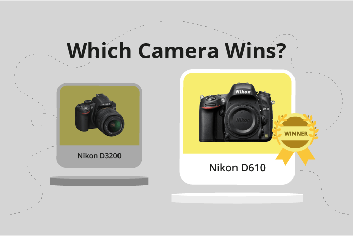 Nikon D3200 vs D610 Comparison image.