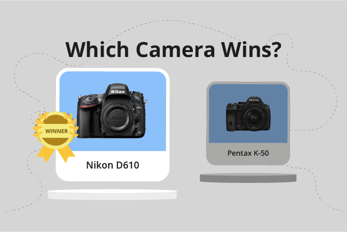 Nikon D610 vs Pentax K-50 Comparison image.