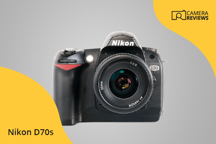 Nikon D70s photographed on a colored background
