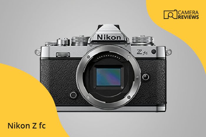 Nikon Z fc photographed on a colored background
