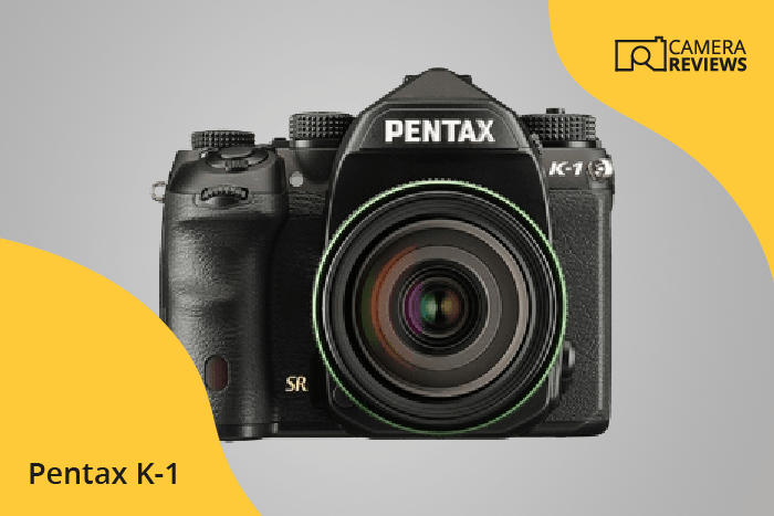 Pentax K-1 photographed on a colored background