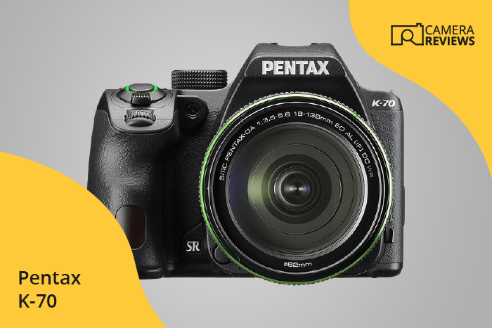 Pentax K-70 photographed on a colored background