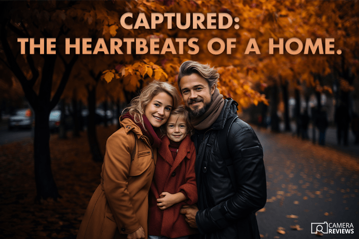 photography caption for Instagram overlayed on a photo of a family of three posing outdoors