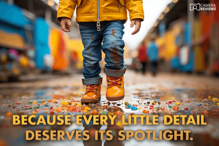 photography caption for Instagram overlayed on a photo of a little boy walking through puddles