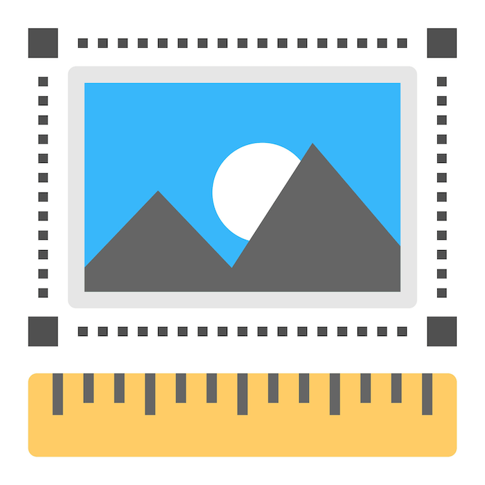 A graphic illustrating cropping in photography with a mountain landscape and ruler